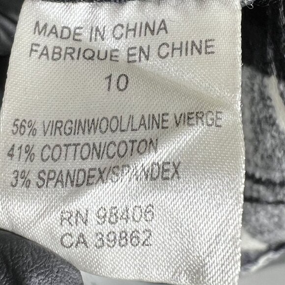 Theory Women 10 Black White Tartan Plaid Button Up Tunic Shirt Virgin Wool Blend - Picture 13 of 15